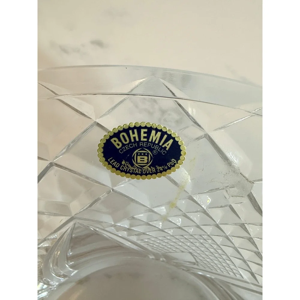 VTG Bohemia Crystal Bowl Athens Diamond Design Fruit Bowl Trifle Bowl MINT!